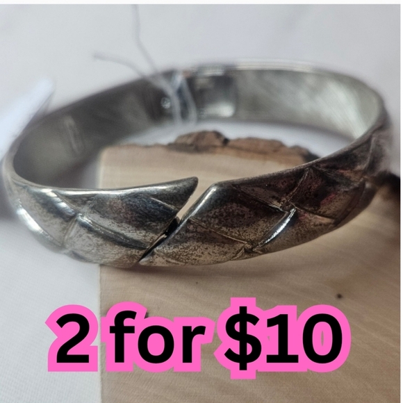Vintage Monet Quilted Clamper Style Cuff Silver Tone 6.5 Inches 2 For $10 - Picture 1 of 3